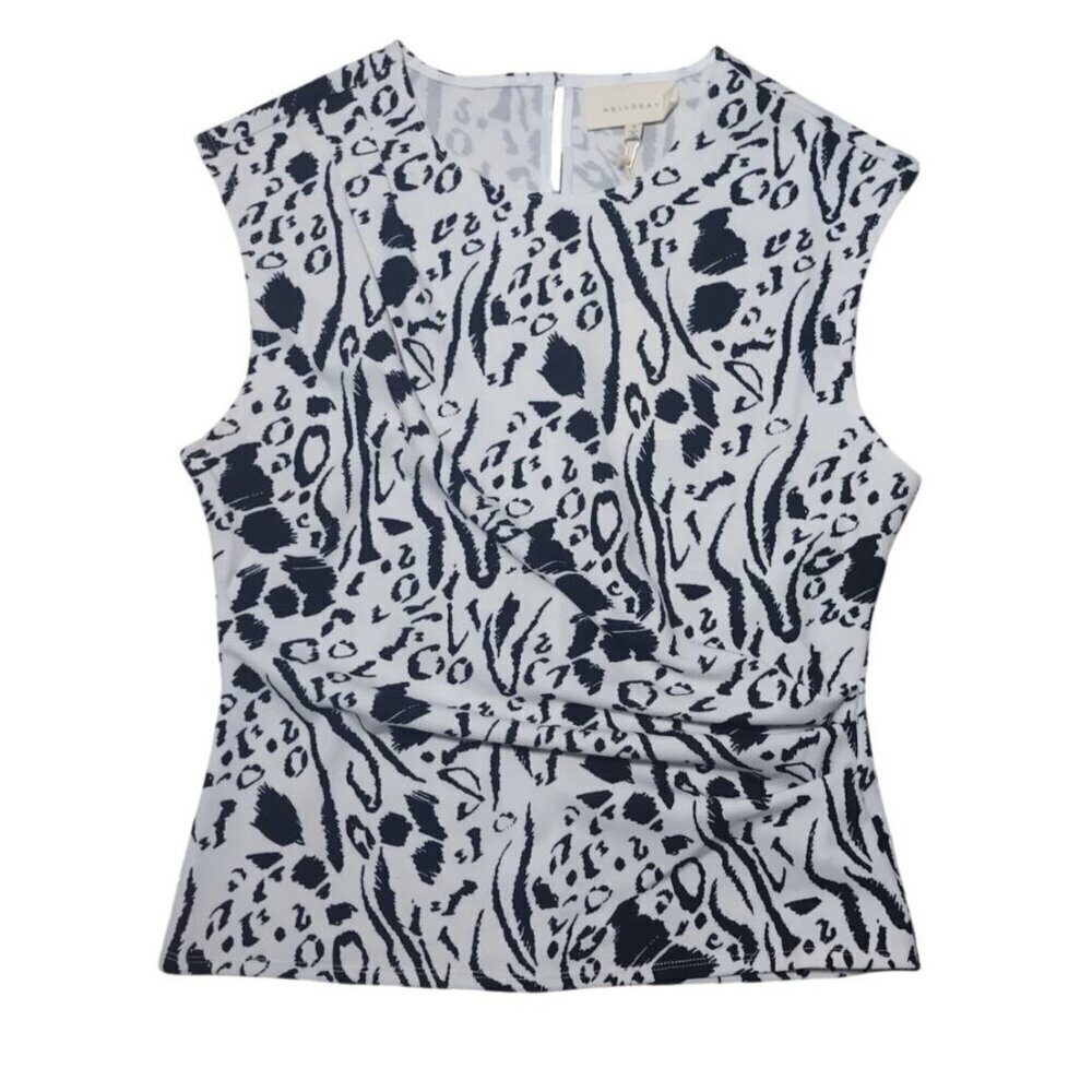 Melloday Womens Sleeveless Animal Print Top Black & White, Size S, NWT.